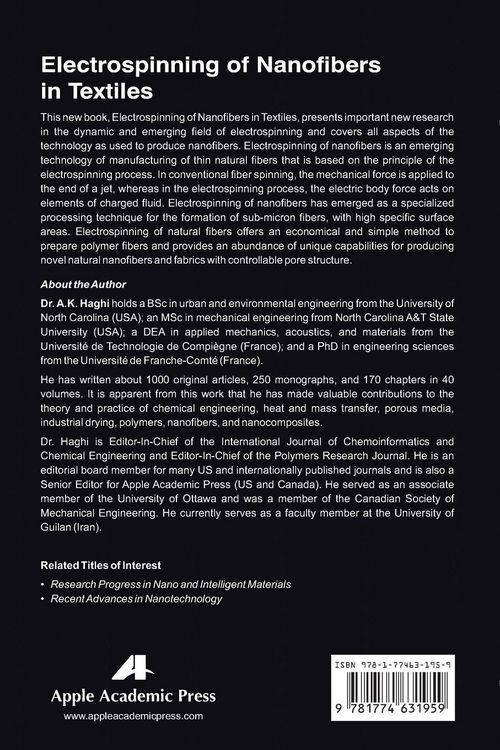 Produktbild: Electrospinning of Nanofibers in Textiles