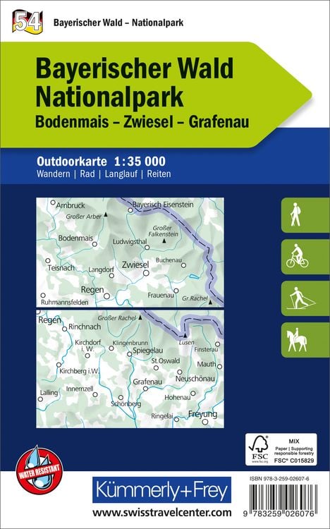 Produktbild: K&uuml;mmerly+Frey Outdoorkarte Deutschland 54 Nationalpark Bayerischer Wald 1:35.000