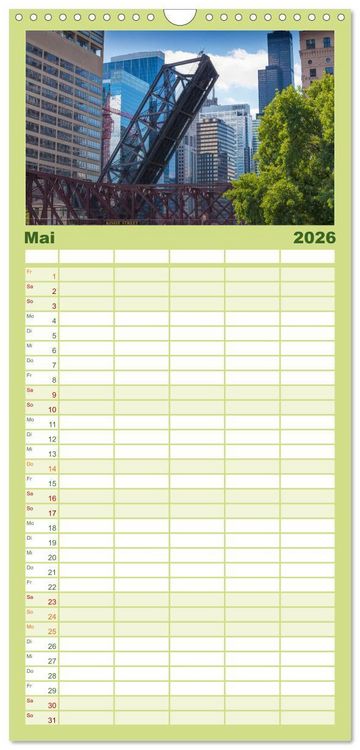 Produktbild: Familienplaner 2026 - CHICAGO Stadtzentrum mit 5 Spalten (Wandkalender, 21 x 45 cm) CALVENDO