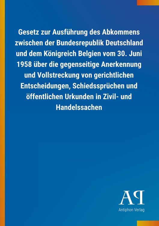 Produktbild: Gesetz zur Ausf&uuml;hrung des Abkommens zwischen der Bundesrepub