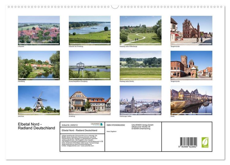 Produktbild: Elbetal Nord - Radland Deutschland (hochwertiger Premium Wandkalender 2027 DIN A2 quer), Kunstdruck in Hochglanz