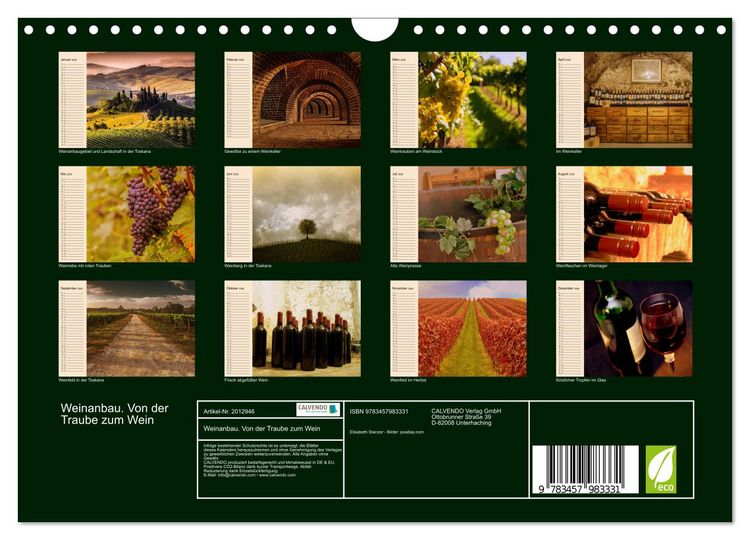 Produktbild: Weinanbau. Von der Traube zum Wein (Wandkalender 2026 DIN A4 quer), CALVENDO Monatskalender