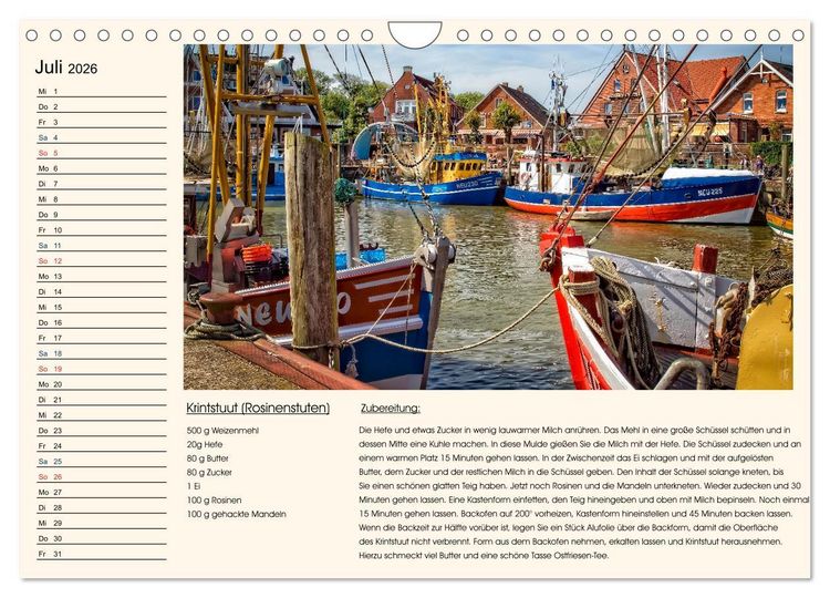 Produktbild: Ostfriesland kochen wie fr&uuml;her (Wandkalender 2026 DIN A4 quer), CALVENDO Monatskalender