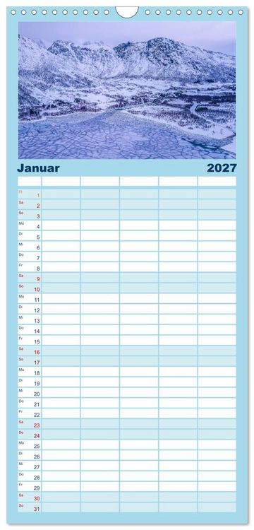 Produktbild: Familienplaner 2027 - Troms&oslash; in der Polarnacht mit 5 Spalten (Wandkalender, 21 x 45 cm) CALVENDO