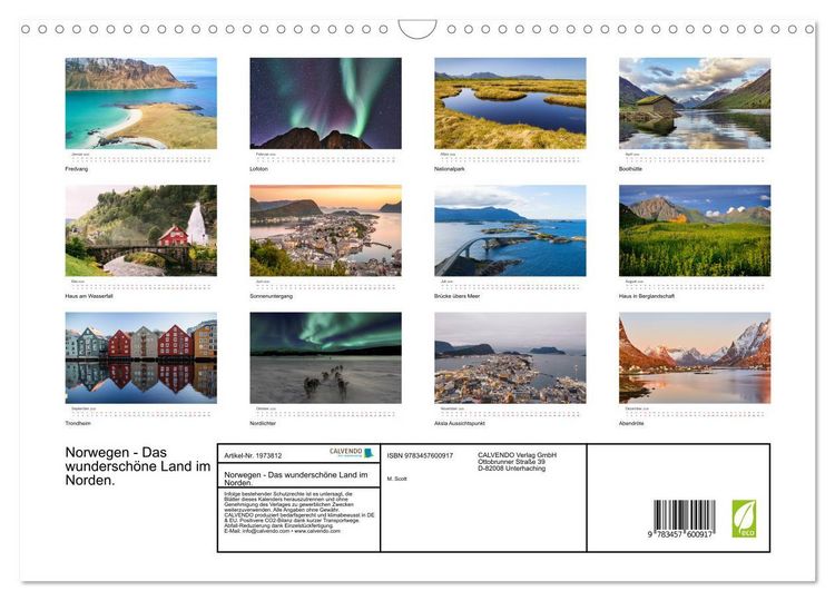 Produktbild: Norwegen - Das wundersch&ouml;ne Land im Norden. (Wandkalender 2026 DIN A3 quer), CALVENDO Monatskalender
