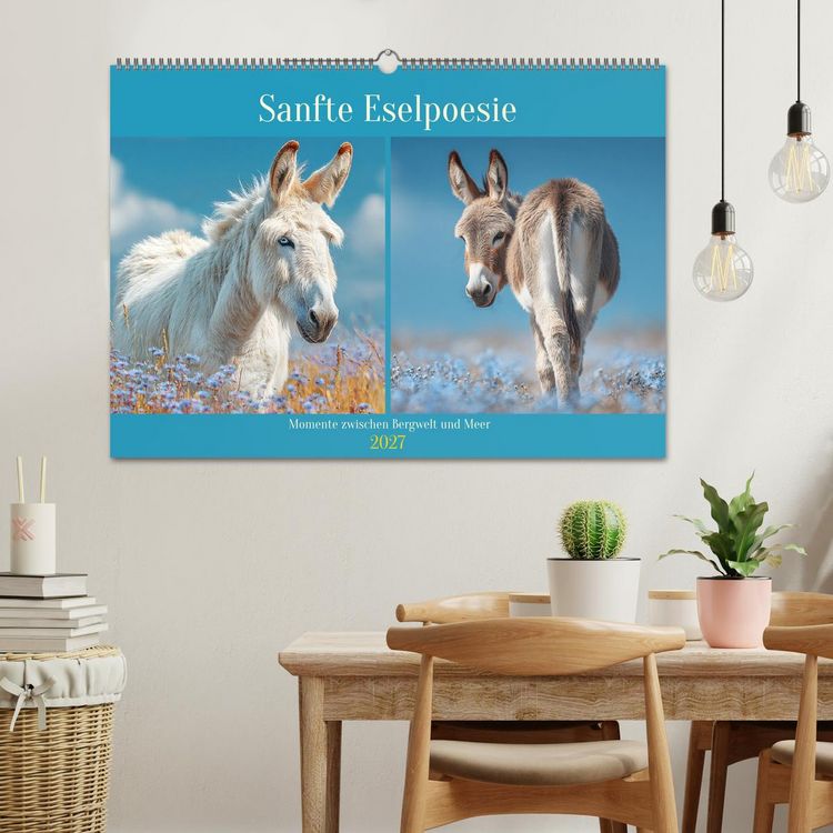 Produktbild: Sanfte Eselpoesie. Momente zwischen Bergwelt und Meer (Wandkalender 2027 DIN A2 quer), CALVENDO Monatskalender