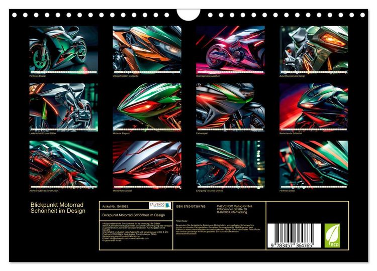 Produktbild: Blickpunkt Motorrad Sch&ouml;nheit im Design (Wandkalender 2026 DIN A4 quer), CALVENDO Monatskalender