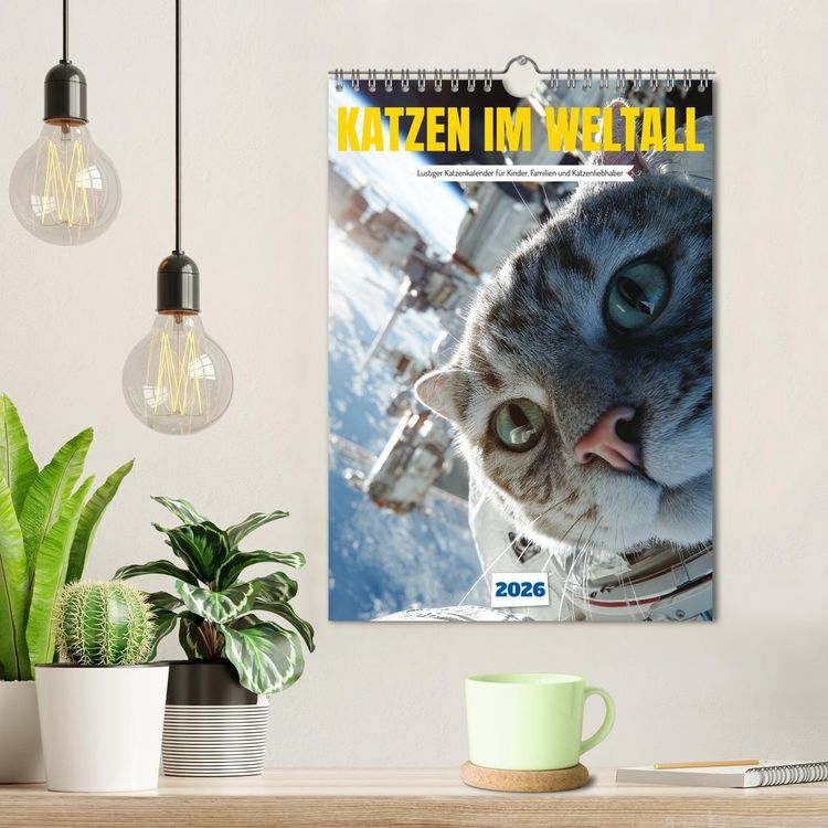Produktbild: Katzen im Weltall - lustiger Katzenkalender f&uuml;r Kinder, Familien und Katzenliebhaber (Wandkalender 2026 DIN A4 hoch), CALVENDO Monatskalender