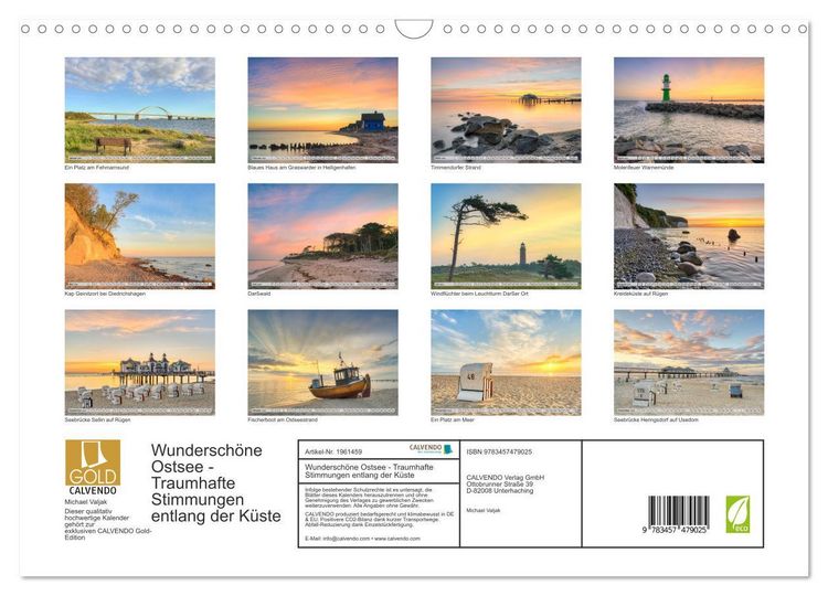Produktbild: Wundersch&ouml;ne Ostsee - Traumhafte Stimmungen entlang der K&uuml;ste (Wandkalender 2026 DIN A3 quer), CALVENDO Monatskalender