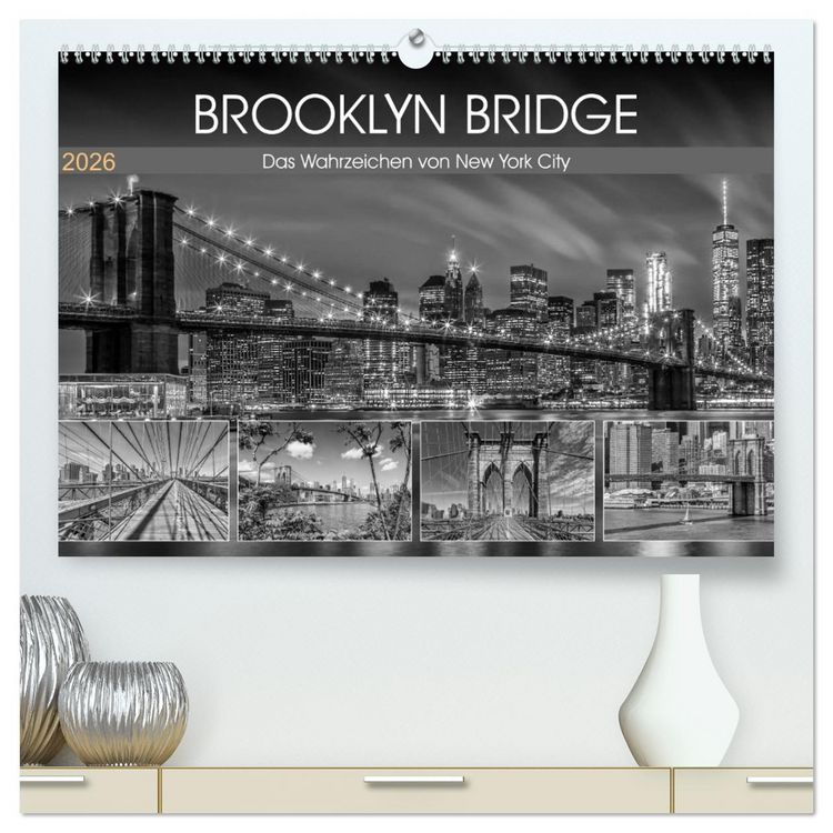 Produktbild: BROOKLYN BRIDGE Das Wahrzeichen von New York City (hochwertiger Premium Wandkalender 2026 DIN A2 quer), Kunstdruck in Hochglanz