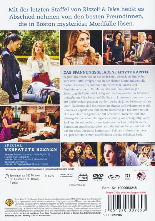 Produktbild: Rizzoli & Isles - Staffel 7 [3 DVDs]