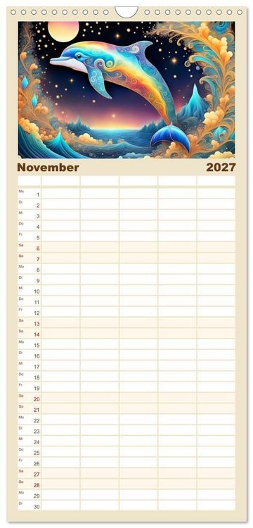 Produktbild: Familienplaner 2027 - Tiere aus Regenbogenfarben mit 5 Spalten (Wandkalender, 21 x 45 cm) CALVENDO