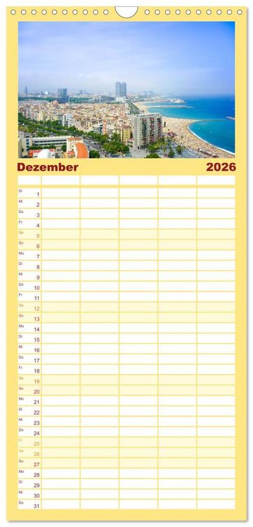 Produktbild: Familienplaner 2026 - Barcelona - Die wundersch&ouml;ne Hauptstadt Kataloniens. mit 5 Spalten (Wandkalender, 21 x 45 cm) CALVENDO