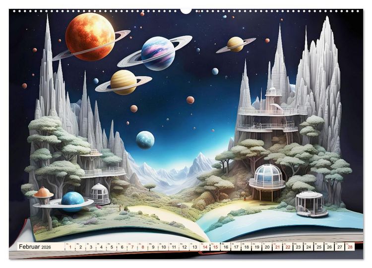Produktbild: Fantasy-B&uuml;cher Sch&ouml;nheit des Universums (hochwertiger Premium Wandkalender 2026 DIN A2 quer), Kunstdruck in Hochglanz