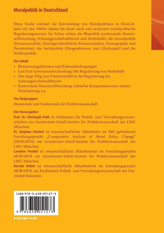Produktbild: Moralpolitik in Deutschland