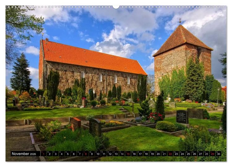 Produktbild: Kirchen in Ostfriesland (hochwertiger Premium Wandkalender 2026 DIN A2 quer), Kunstdruck in Hochglanz