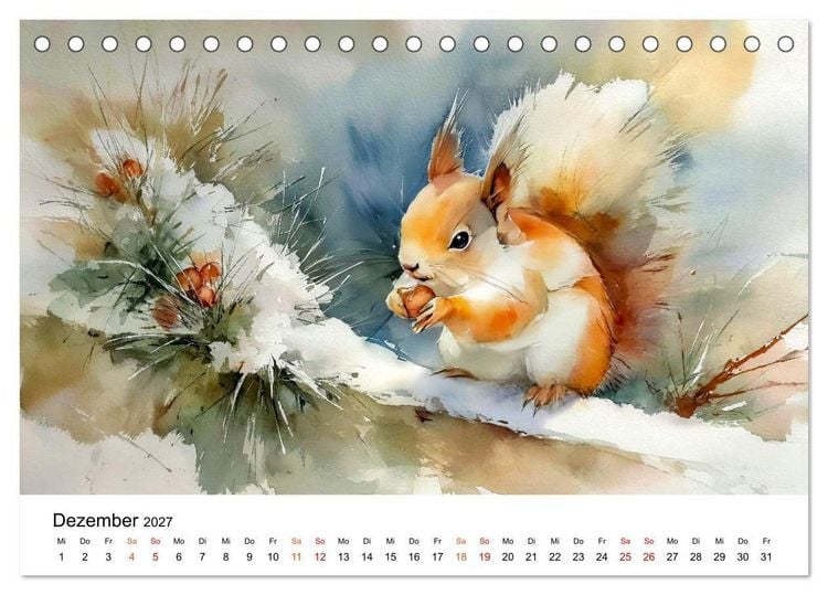 Produktbild: Tiere unserer Heimat in sanften Farben (Tischkalender 2027 DIN A5 quer), CALVENDO Monatskalender