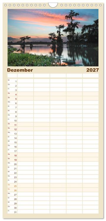 Produktbild: Familienplaner 2027 - Louisiana - S&uuml;mpfe und Plantagenh&auml;user mit 5 Spalten (Wandkalender, 21 x 45 cm) CALVENDO