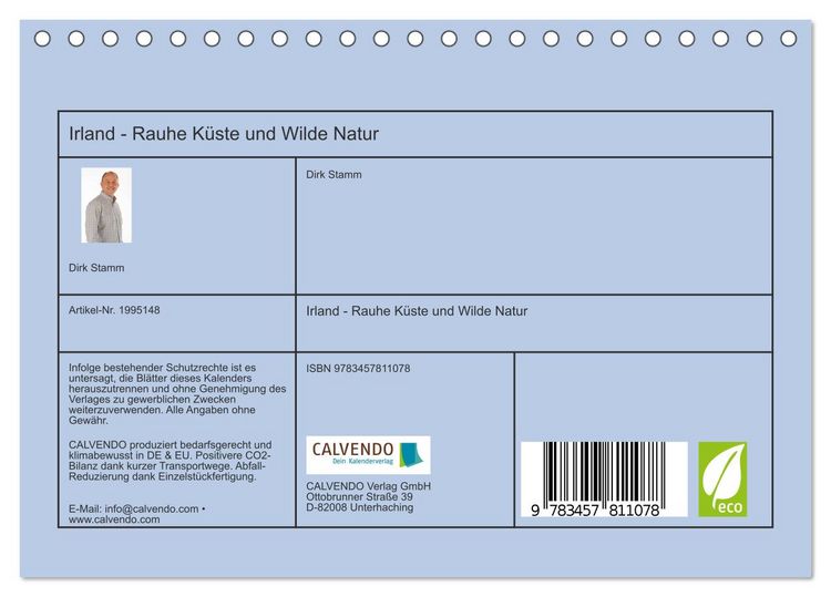 Produktbild: Irland - Rauhe K&uuml;ste und Wilde Natur (Tischkalender 2026 DIN A5 quer), CALVENDO Monatskalender
