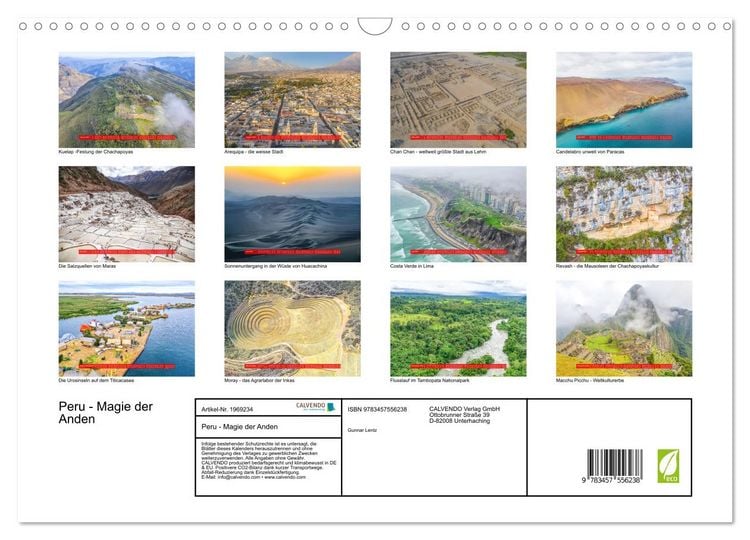 Produktbild: Peru - Magie der Anden (Wandkalender 2026 DIN A3 quer), CALVENDO Monatskalender