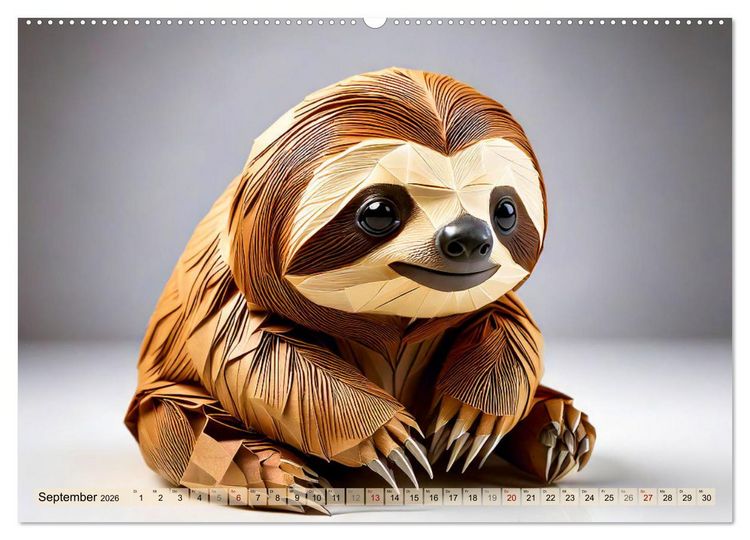 Produktbild: Wilde Origami Tiere (hochwertiger Premium Wandkalender 2026 DIN A2 quer), Kunstdruck in Hochglanz