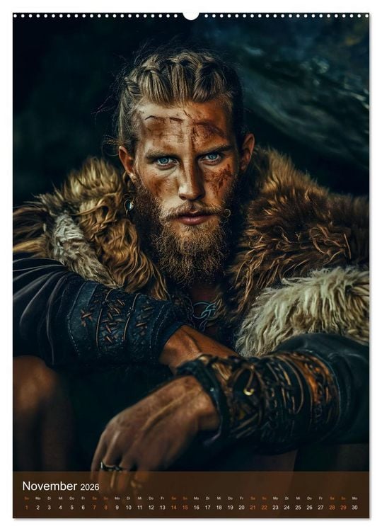 Produktbild: Wikinger - Fantasie Nordm&auml;nner mit Tattoo, Axt und Schwert (Wandkalender 2026 DIN A2 hoch), CALVENDO Monatskalender
