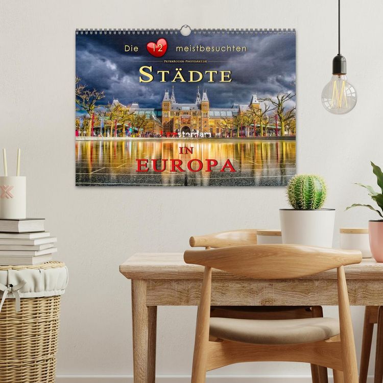 Produktbild: Die 12 meistbesuchten St&auml;dte in Europa (Wandkalender 2026 DIN A3 quer), CALVENDO Monatskalender