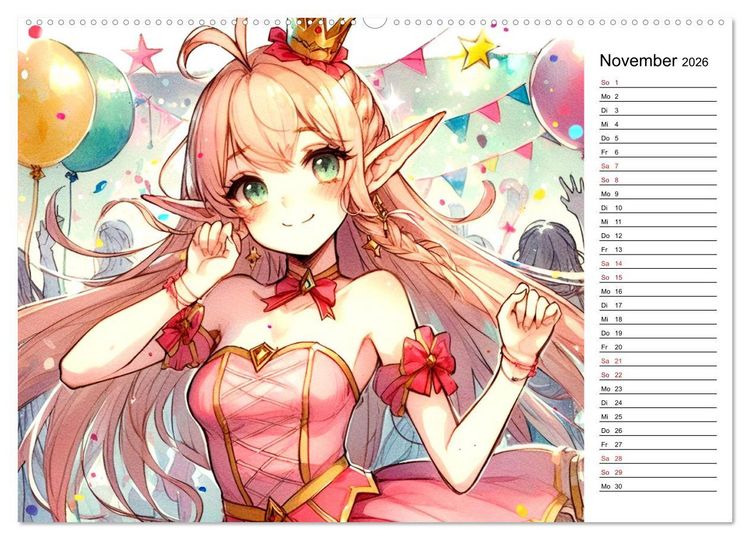 Produktbild: Bezaubernde Manga Elfen (hochwertiger Premium Wandkalender 2026 DIN A2 quer), Kunstdruck in Hochglanz