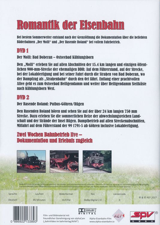 Produktbild: Romantik der Eisenbahn - Schmalspurbahnen an der Ostsee: Der Molli & Der Rasende Roland