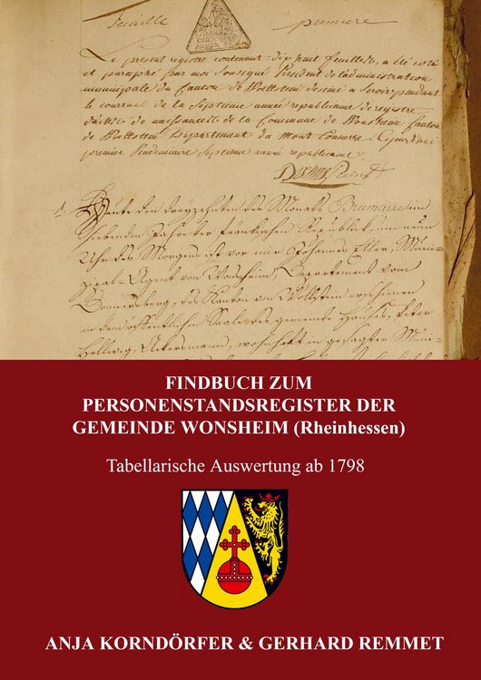 Produktbild: Findbuch zum Personenstandsregister der Gemeinde Wonsheim / Rheinhessen