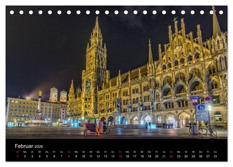 Produktbild: M&uuml;nchen bei Nacht (Tischkalender 2026 DIN A5 quer), CALVENDO Monatskalender
