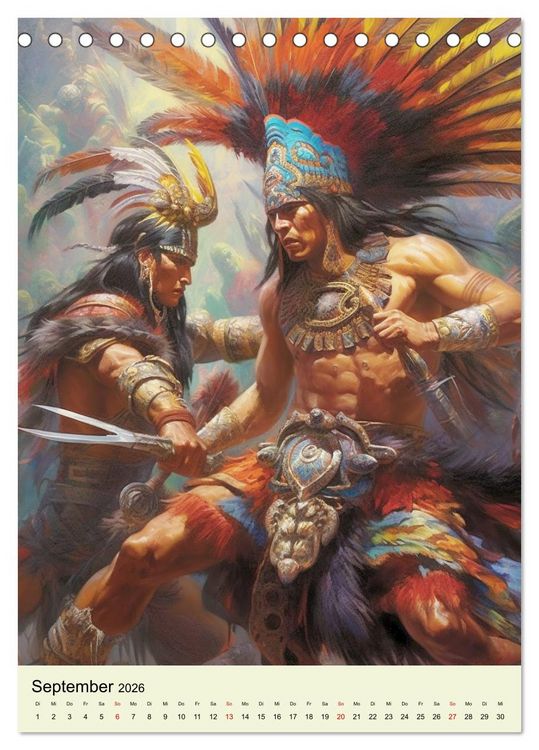 Produktbild: Fantasy-Azteken. Mesoamerikanische Krieger einer Hochkultur (Tischkalender 2026 DIN A5 hoch), CALVENDO Monatskalender