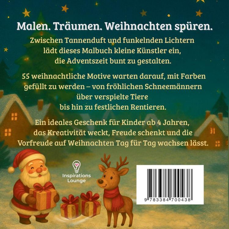 Produktbild: Weihnachtsmalbuch f&uuml;r Kinder - Ausmalspa&szlig; im Advent mit 55 liebevollen Motiven