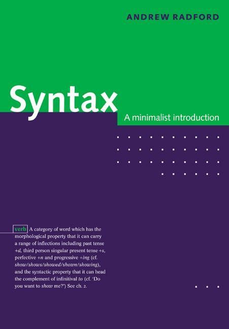 Produktbild: Syntax: A Minimalist Introduction