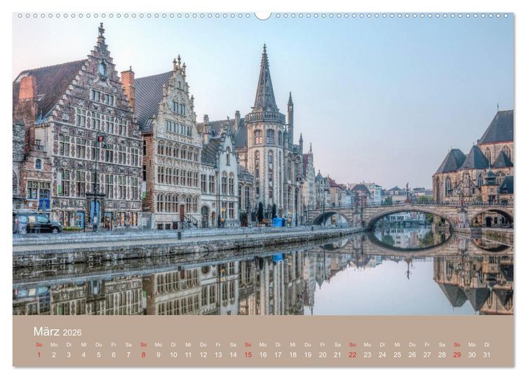 Produktbild: Br&uuml;gge und Gent, eine Fotoreise durch die zwei Perlen Flanderns. (hochwertiger Premium Wandkalender 2026 DIN A2 quer), Kunstdruck in Hochglanz