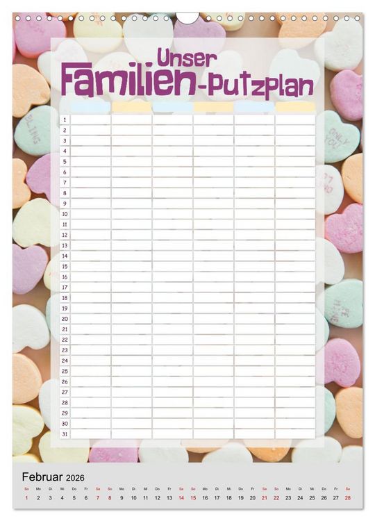 Produktbild: Unser Familien-Putzplan & Kalender 2026 (Wandkalender 2026 DIN A3 hoch), CALVENDO Monatskalender