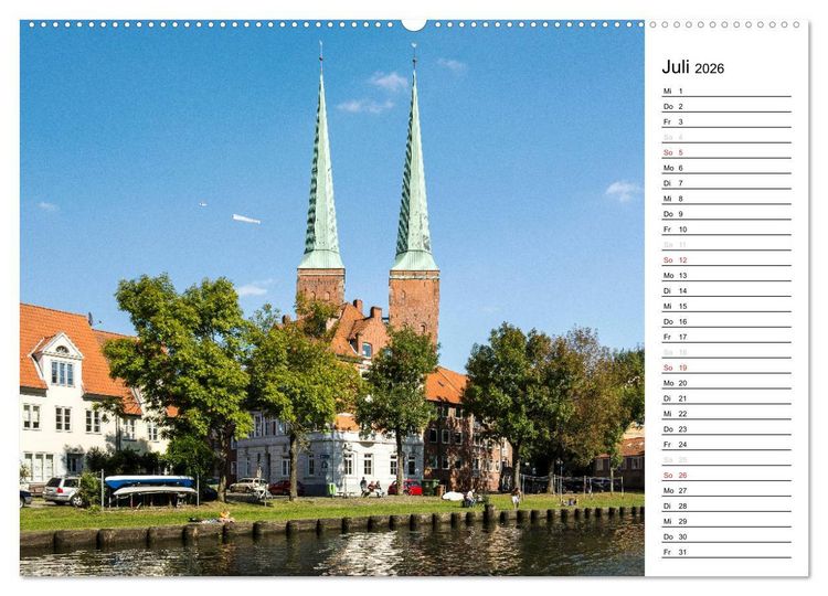 Produktbild: Hansestadt L&uuml;beck / Geburtstagskalender (hochwertiger Premium Wandkalender 2026 DIN A2 quer), Kunstdruck in Hochglanz