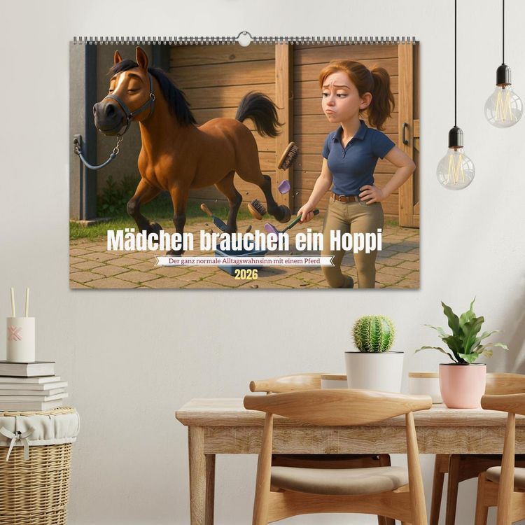 Produktbild: M&auml;dchen brauchen ein Hoppi (Wandkalender 2026 DIN A2 quer), CALVENDO Monatskalender