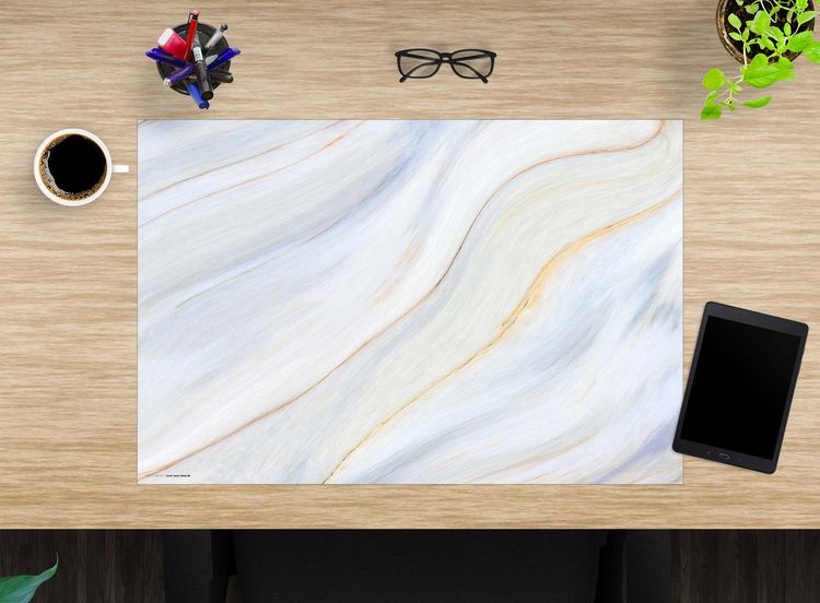 Produktbild: Cover-your-desk Schreibtischunterlage f&uuml;r Kinder und Erwachsene Cremefarbener Marmor, aus hochwertigem Vinyl , 60 x 40 cm