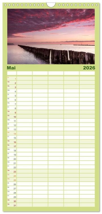 Produktbild: Familienplaner 2026 - Ostsee Sehnsucht mit 5 Spalten (Wandkalender, 21 x 45 cm) CALVENDO