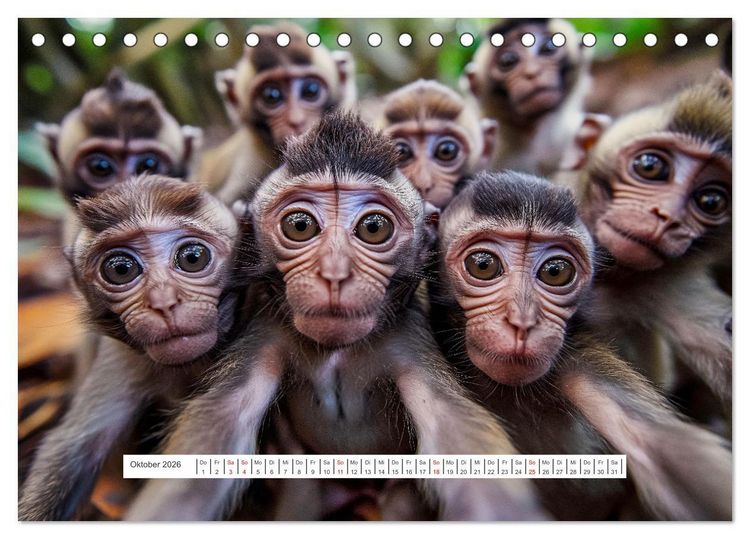 Produktbild: Tier Selfies (Tischkalender 2026 DIN A5 quer), CALVENDO Monatskalender