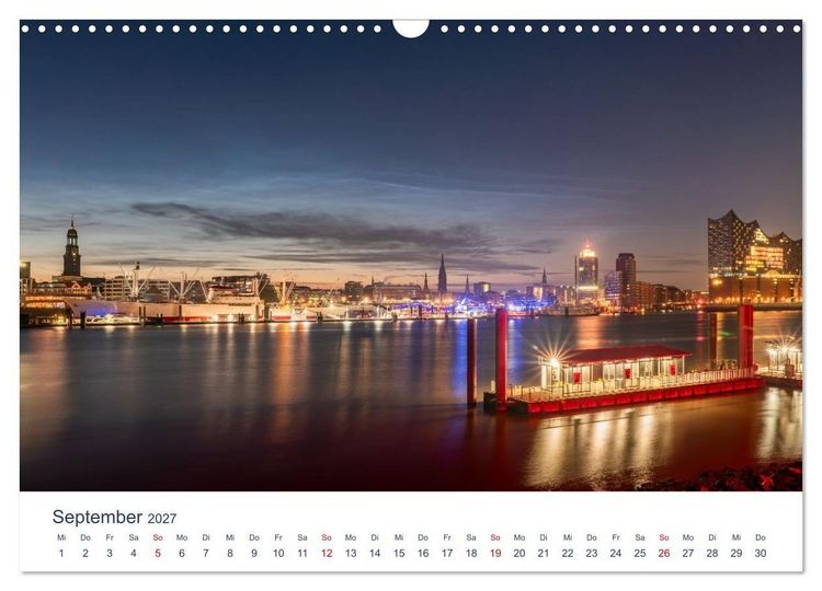 Produktbild: Hamburgs Hafenlichter (Wandkalender 2027 DIN A3 quer), CALVENDO Monatskalender