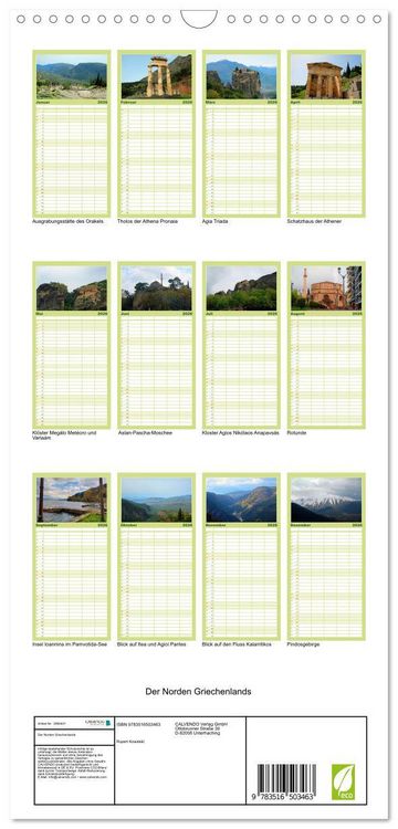 Produktbild: Familienplaner 2026 - Der Norden Griechenlands mit 5 Spalten (Wandkalender, 21 x 45 cm) CALVENDO