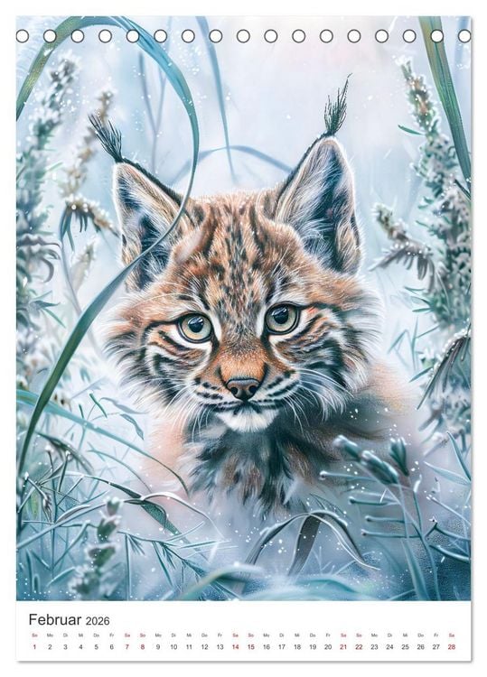 Produktbild: Tierkinder - Niedliche illustrierte Wildtiere in Wald und Flur (Tischkalender 2026 DIN A5 hoch), CALVENDO Monatskalender