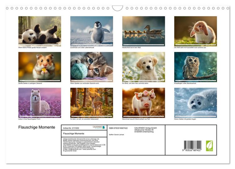 Produktbild: Flauschige Momente (Wandkalender 2026 DIN A3 quer), CALVENDO Monatskalender