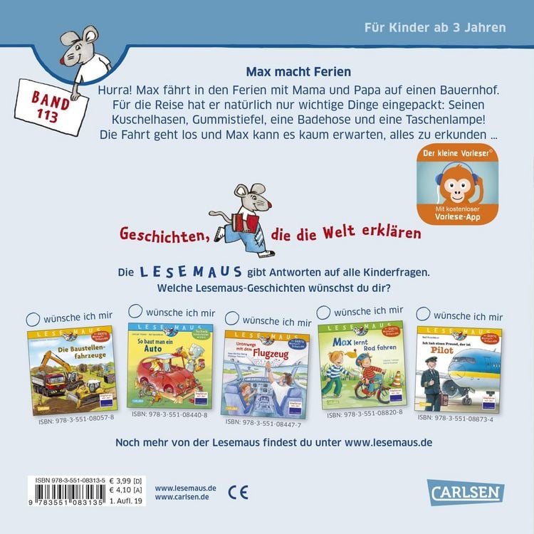 Produktbild: LESEMAUS 113: Max macht Ferien