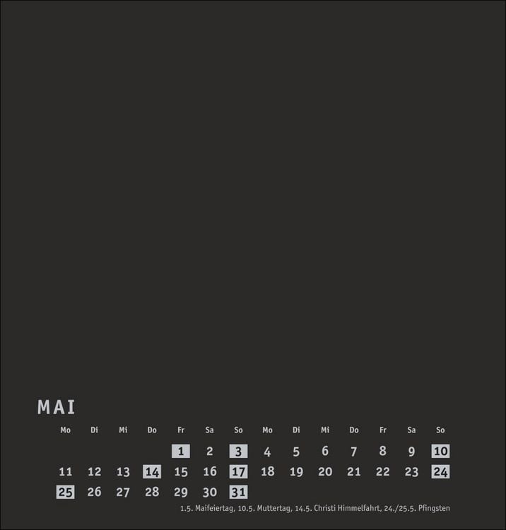 Produktbild: Premium-Bastelkalender schwarz mittel 2026