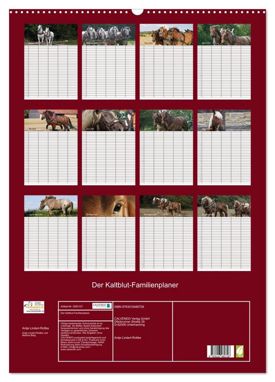 Produktbild: Der Kaltblut-Familienplaner (Wandkalender 2026 DIN A2 hoch), CALVENDO Monatskalender