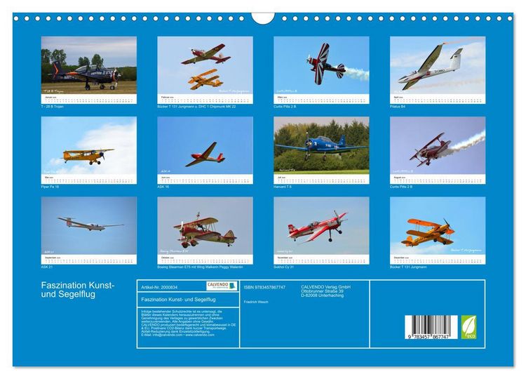 Produktbild: Faszination Kunst- und Segelflug (Wandkalender 2026 DIN A3 quer), CALVENDO Monatskalender