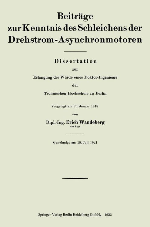 Produktbild: Beitr&auml;ge zur Kenntnis des Schleichens der Drehstrom-Asynchronmotoren